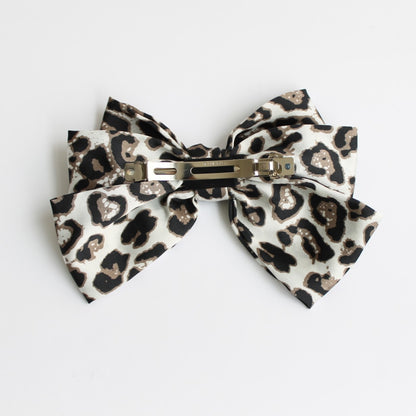 Leopard bow hair barrette clip